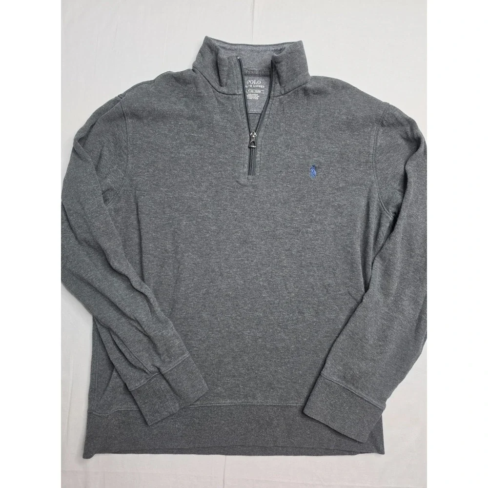 Polo Ralph Lauren Sweatshirts Men's Small Gray Quarter-Zip Mock Neck Long Sleeve